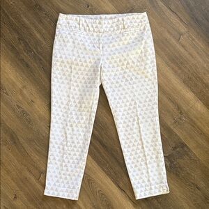 LOFT Cream Geometric Print Pants